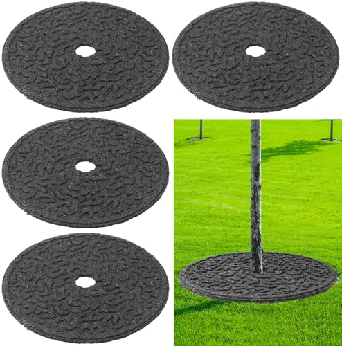 Peryiter 6 Pcs Rubber Mulch Tree Ring Protector Mat Weed Barrier, 24