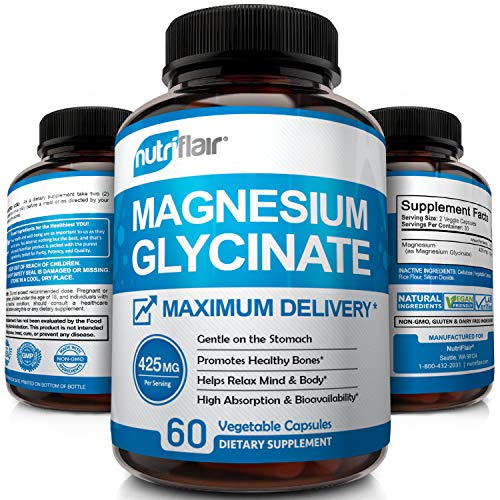 Flair Magnesium Glycinate Supplement (425mg) High Potency and Absorption | Advanced Complex Promotes a Calm Mind and Relaxed Body | Maximum Delivery