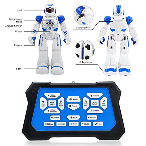 Remote Control Robots For Kids - Walking Control RC Robot Infrared Control Toys with LED Light,Singing and Dancing,Moonwalking and Gesture Sensing by Ailuki