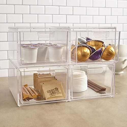 4 Stackable+Plastic+Coffee+Organizer+Drawers