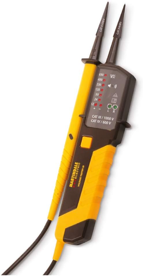 Martindale VT25 Voltage Continuity Tester 12-690V AC/DC Yellow LED Torch