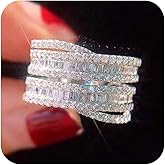 RKKOJJO 925 Sterling Silver Cubic Zirconia Ring Diamond Ring Engagement Ring Wedding Band Rings for Women