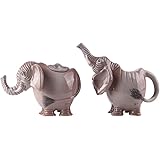 Blue Sky Ceramic 7.5" x 3.75" x 6" and 6.75" x 4.5" x 4.5" Elephant Creamer and Sugar Bowl