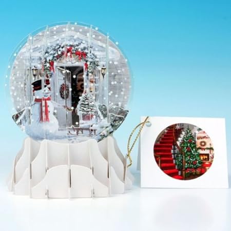 Pop Up Christmas Card 3d Snow Globe Christmas Door 7 X 10 Cm