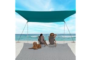 EasierHike Beach Shade Tent, Beach Umbrella Portable Easy Pop Up Beach Canopy, UPF50+ Sun Protection Shelter, Windproof & Water Resistant, Beach Umbrellas for Sand Windproof Cords, Perfect for Family