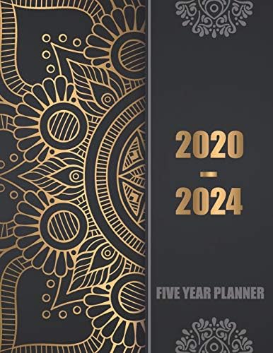 2020-2024 Five Year Planner: 60 Months Calendar, 5 Year Appointment Calendar, Business Planners, Agenda Schedule Organizer Logbook and Journal with golden black cover (2020-2024 Monthly planner)
