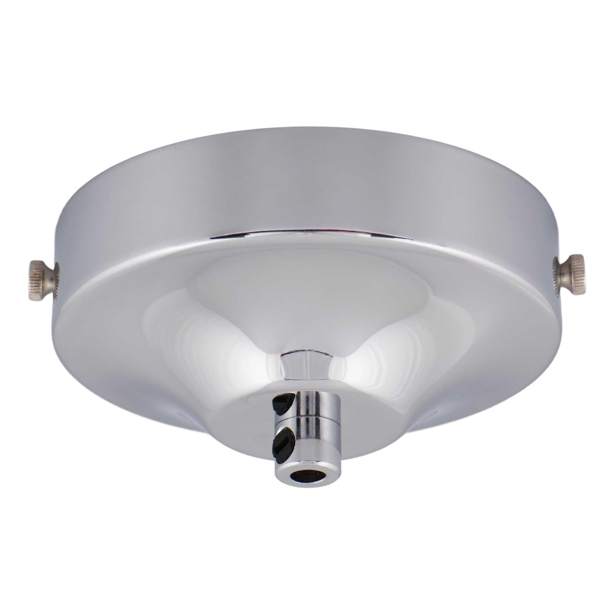 ElekTek 100mm Diameter Curved Ceiling Rose with Strap Bracket and Cord Grip Ideal for Pendant Vintage Filament Bulbs Chrome