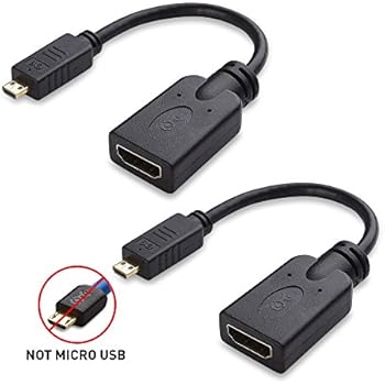 Cable Matters 2 Pack, Gold Plated Micro HDMI to HDMI Male to Female Cable Adapter 6 Inch