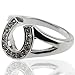 Silver and Crystal Horseshoe Ring Size 6 Good Luck for Lucky Horse Crazy Girl