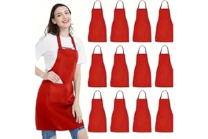 Unisex Aprons Set,Durable Solid Color Polyester Kitchen Aprons with Adjustable Neck and 2 Large Pockets,Machine Washable for 