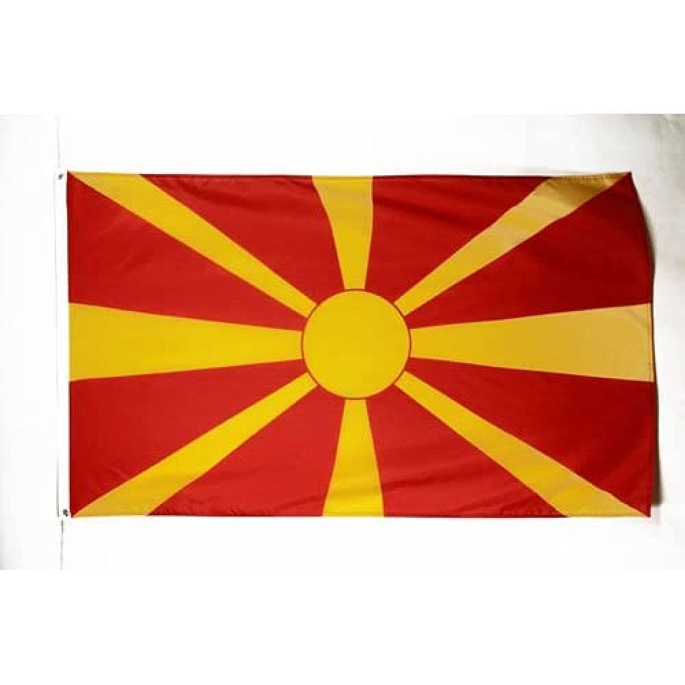AZ FLAG - Macedonia Flag - 3x5 Ft - Satin Macedonian Banner with Two Metal Grommets - Fade Resistant - Bright Colors - 3' x 5' Feet - 150x90 Cm