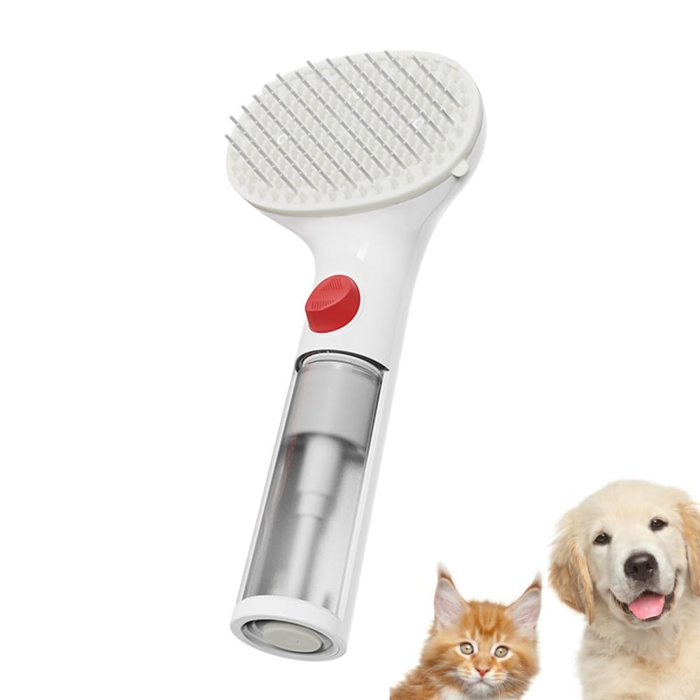 Irishom Dog Cat Bath Brush Soft Silicone Pet Bathing Dispenser Grooming Shower Brush Long Handle Pet Hair Removal Comb for Short/Long Hair Dogs Cats (White)