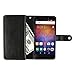 NextKin Case For Huawei Ascend XT H1611, Premium PU Leather Dual Wallet Folio TPU Silicone Cover, 2 Large inner Pockets Double flap Privacy, 9 Card Slots Holder Snap Button & Wrist Strap - Black