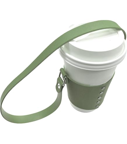 Semetall Kaffeetassenhülle – Wiederverwendbar, Aus PU-Leder, Mit Abnehmbarer Perlenkette, Schwarz, Für Standardbecher