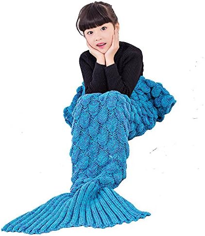 UMEICOOL Mermaid Blanket Sleeping Bags All Seasons for Kids and Adults (Blue kids)