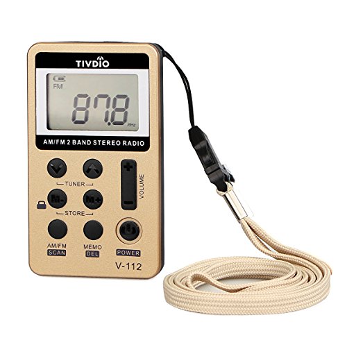 TIVDIO-V-112-Portable-Digital-Tuning-AM-FM-Stereo-Radio-with-Earphone-for-WalkGold