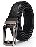Xholding Men's Genuine Leather Ratchet Dress Belt with Automatic Buckle 1 1/8