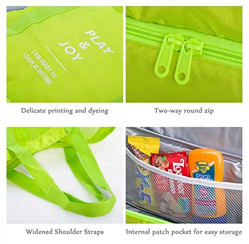 Lazyaunti Mesh Beach Totes Bag For Kids Toy Organizer Bag with Zipper Insulated Picnic Cooler Bag for Travel Shopping Pool Yoga Gym Bag