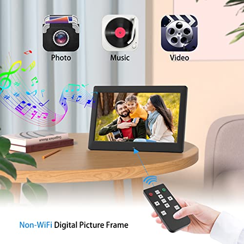 Dhwazz 10 Inch USB Digital Picture Frame, NonWiFi SD Card Smart Photo Frames IPS Screen HD