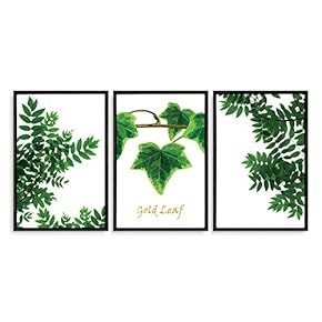 3 Piece Framed Canvas Wall Art for Living Room, Bedroom Green Plants Theme Canvas Prints for Home Decoration Ready to Hang - 16"x24"x3 Panels