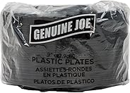 Genuine Joe GJO10429 Plastic Round Plate, 9" Diameter, Black (Pack of