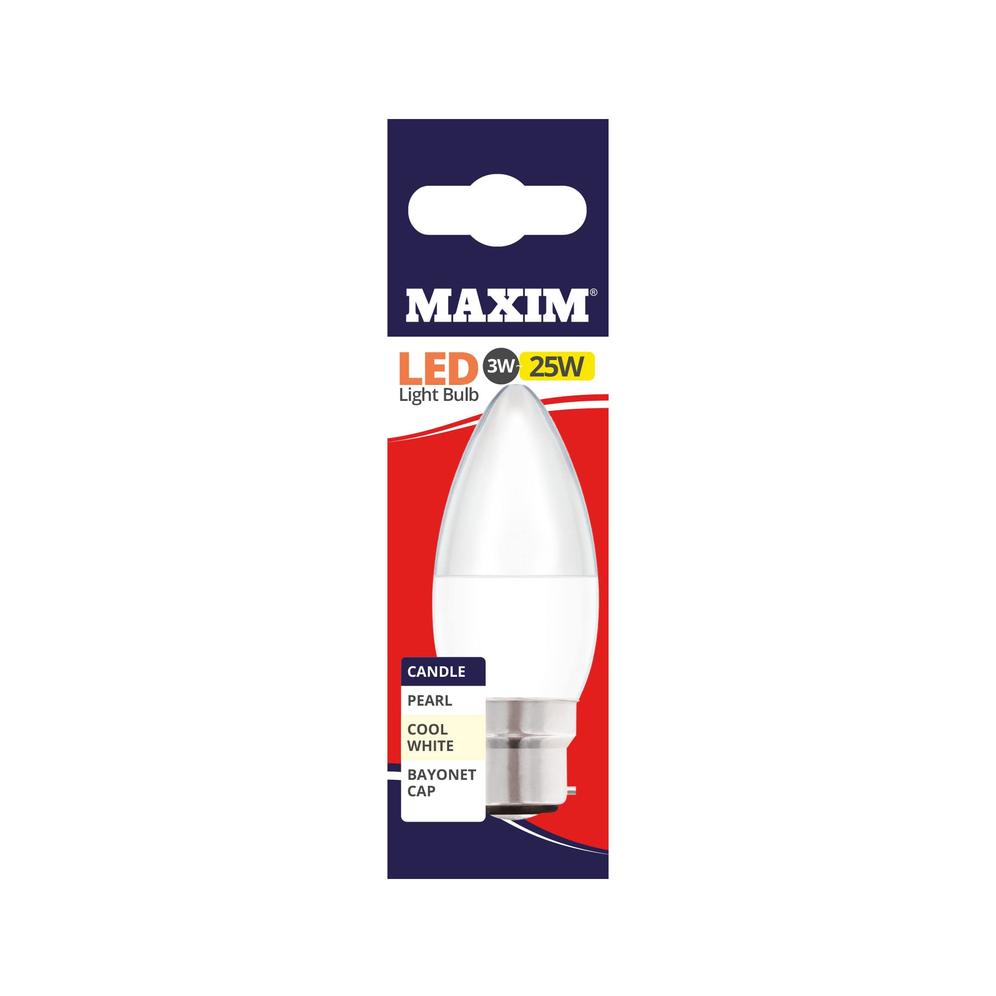 Maxim LED Candle Bayonet Cap (Cool White) - 3watt (25watt) (Pack 10), 25MLCBCCW5X10