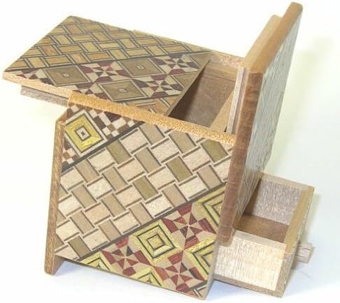 2 Sun Cube with hidden drawer Yosegi Japanese Puzzle Box