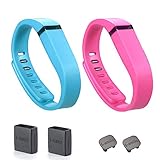 I-SMILE® 2pcs Replacement Bands with Metal Clasps for Fitbit Flex / Wireless Activity Bracelet Sport Wristband / Fitbit Flex Bracelet Sport Arm Band (No tracker, Replacement Bands Only) (Lake Blue&Pink,Small)