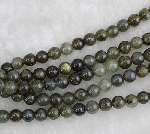 8mm Round Green Labradorite Beads Loose Gemstone Beads for Jewelry Making Strand 15 Inch (1 x Screw Clasp Included)