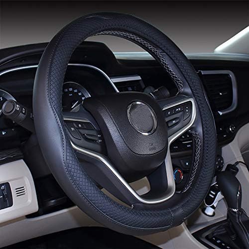 2019 New Black Microfiber Leather Small Steering Wheel Cover for Prius Civic 14" - 14.25", 14''-14.25''
