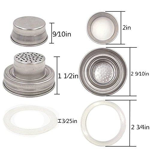 2 Piece 16 Oz Mason Jar and Stainless Steel Cocktail Shaker Set, Mason Jar Shaker Lid with Silicone Seals for Regular Mouth Mason, Ball, Canning Jars, & Stainless Steel Jigger and Muddler - Thumbnail 6