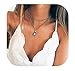 Eoumy Vintage Layered Chain, Teardrop Crystal Pendant Chain Choker, Size No Size