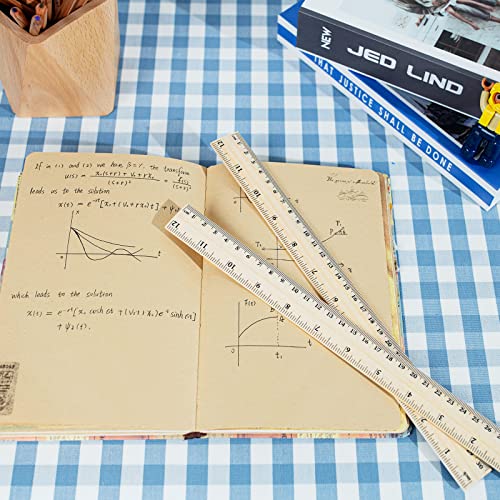 Koogel Wooden Rulers, 36 PCS 2 Scales 30cm & 12 Inches Straight Rulers for Office Home Math Science Class School Supplies Teaching Materials Drafting Tools Kits