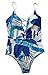 Sondiborn Swimwear Women's One Piece Criss Cross Front Swimsuit Solid Color Floral Print Monokini (S, Floral Print #5)