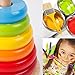 Wooden Rainbow Ring Stacker Toy Stacking Ring Tower Games Early Educational Development Toys for Babies and Toddlers