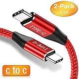 (Upgrade) Capshi USB C to C Cable, [2Pack,6.6Ft] USB Type C Cable Fast Charger Braided Charging Cord Compatible Google Pixel 3 2 XL, Galaxy S8 S9 Plus, Note 8, Nexus 6P, MacBook, Nintendo Switch -Red
