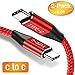 (Upgrade) Capshi USB C to C Cable, [2Pack,6.6Ft] USB Type C Cable Fast Charger Braided Charging Cord Compatible Google Pixel 3 2 XL, Galaxy S8 S9 Plus, Note 8, Nexus 6P, MacBook, Nintendo Switch -Red