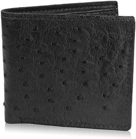 Genuine Ostrich Skin Leather Bifold Wallet with 8 Card Slots