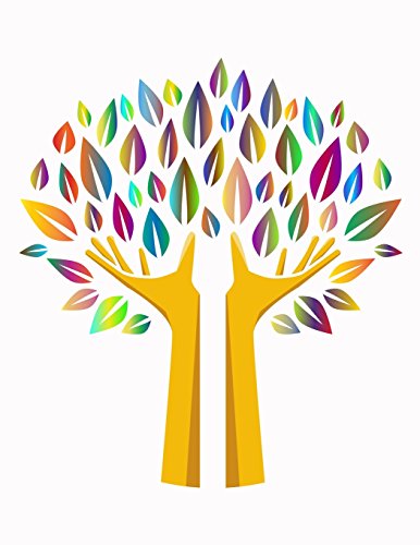 Notebook: Colorful Tree Hands Graphic Notebook 8.5 X 11 202 Lined Pages Paperback – 25 Jul 2017