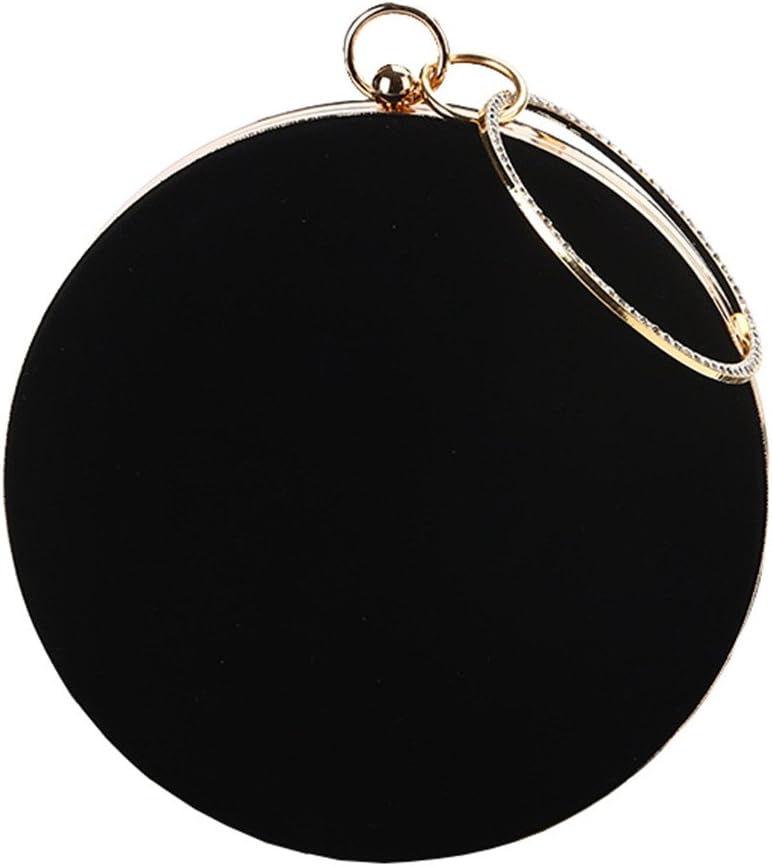 Womens Round Clutch Evening Handbag Jeweled Ring Top-handle Party Bag
