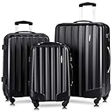 Goplus 3 Pcs Luggage Set ABS Hardshell Travel Bag Trolley Suitcase w/ TSA Lock (Black) ¡­