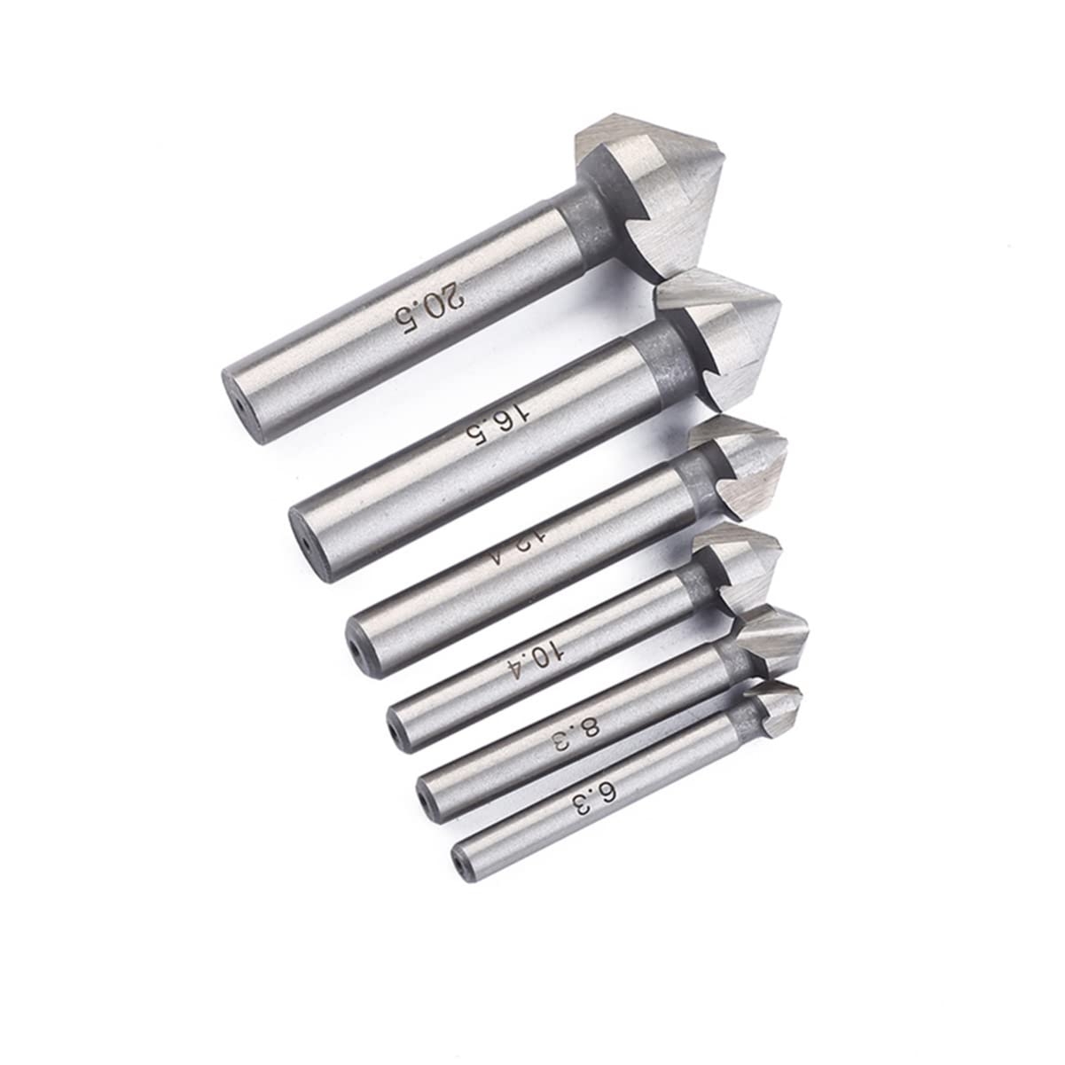 OUNONA Single-End Countersink Chamfer Tool Set Round Shank Deburring Bit for Cutting Holes in Plastic Copper Aluminium Plates and Insulation Boards 2.56In