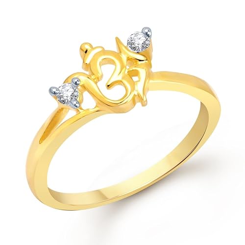 VK Jewels Om Gold and Rhodium Plated Ring- FR1253G [VKFR1253G]