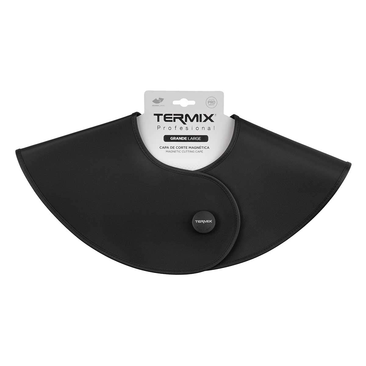 Termix Profesional Hair Cutting Cape large black- Waterproof surface and magnetic button