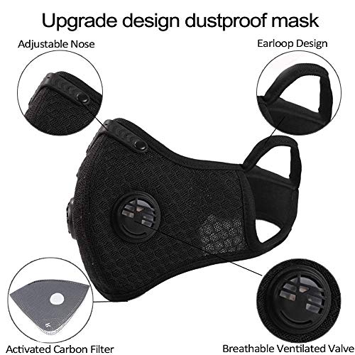 Ligart Upgraded Sport Masks, Dust Mask with Extra 4Pieces N99 Activated Carbon Filter and Valves for Exhaust Gas, Pollen Allergy, PM2.5, Half Face Masks for Cycling,Running,Hiking, Skiing,Woodworking