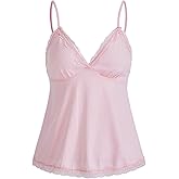 SHENHE Women's Lace Tank Top Babydoll V Neck Sleeveless Flowy Lace Cami Sexy Peplum Tops