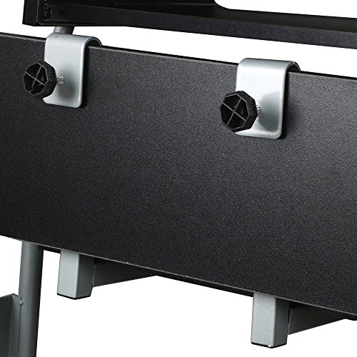 go2buy Black Rolling Computer Desk Cart with Keyboard Tray and Printer Shelf on Wheels - Thumbnail 6