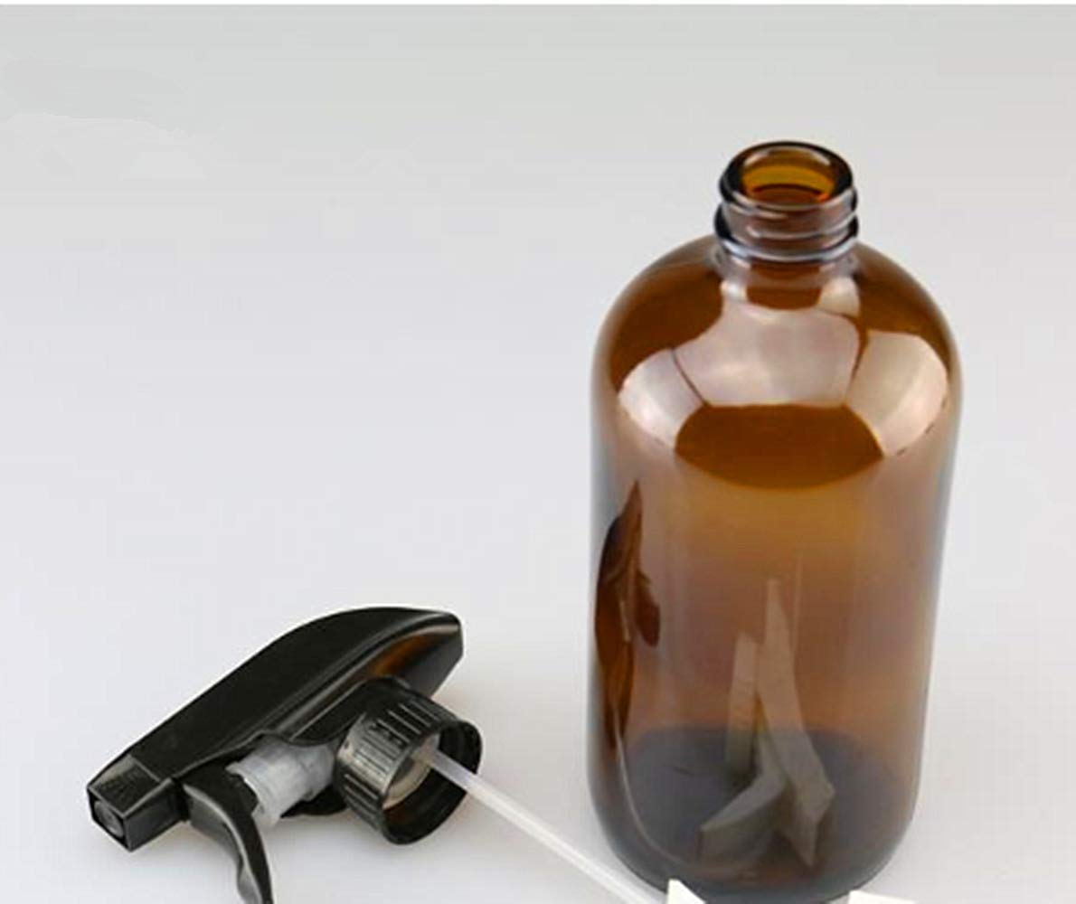 Swity Home Empty Glass Spray Bottles Amber Boston Spray Bottles 16 oz Large Refillable Container Everclear Aanitizer Atomizers with Black Trigger Sprayer for essential oil (1 Pack)