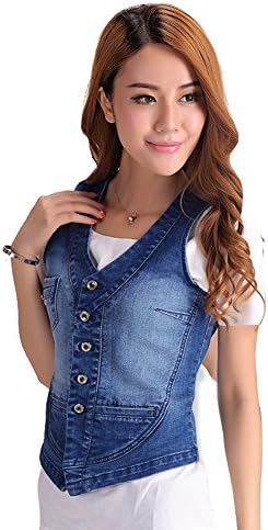 Eternal Women Winter Spring Cotton Sleeveless Jeans Denim Vest Jacket Outerwear Clothes (S, Vest-8)