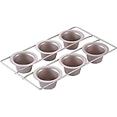 CHEFMADE Popover Cake Pan, 6-Cavity Non-Stick Yorkshire Muffin Cupcake Pan Bakeware for Oven Baking (Champagne Gold)
